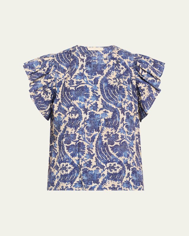 Sienna Flutter-Sleeve Blouse